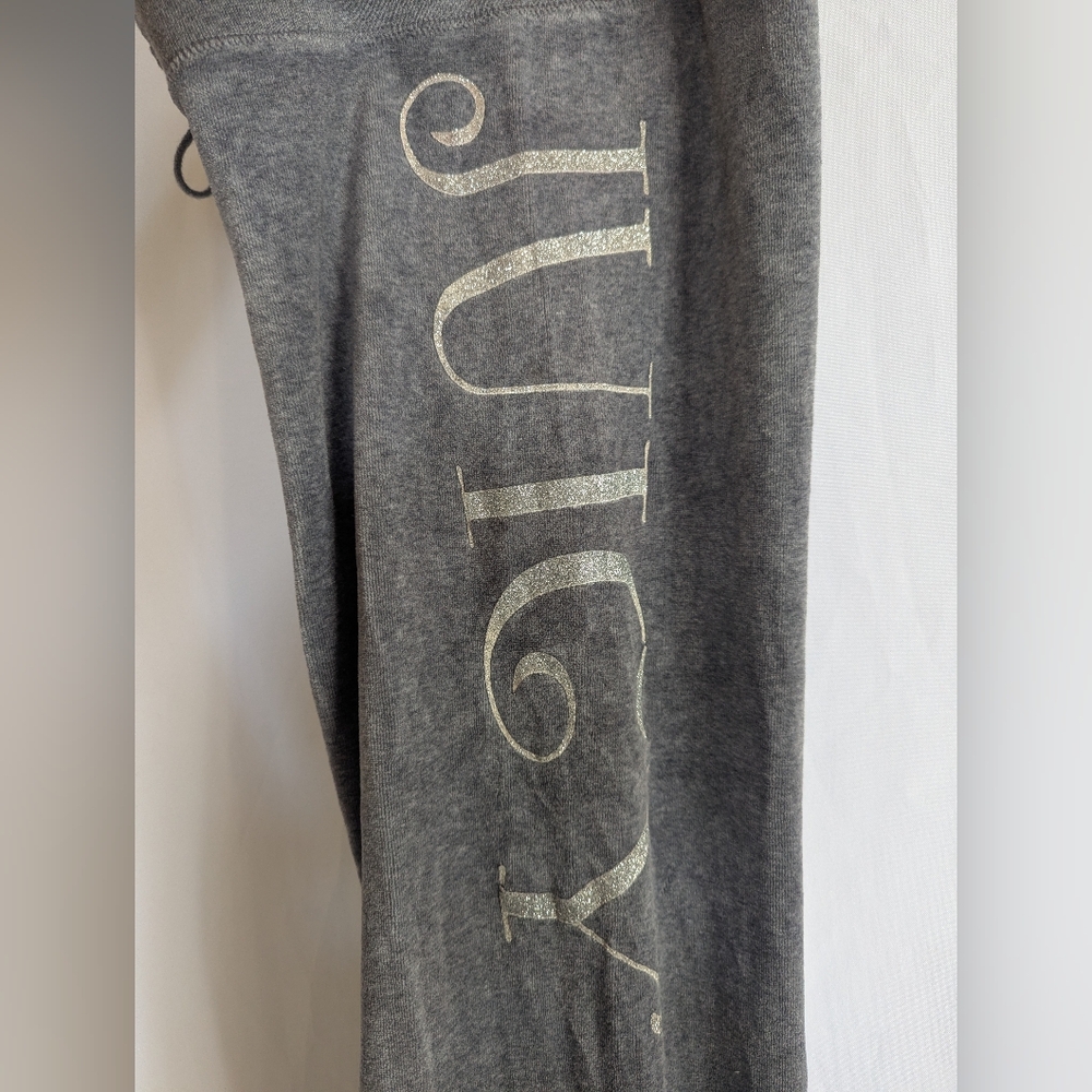 Juicy Couture Logo XS Grey Sweatpants Pants Lounge wear Velour - Picture 4 of 5